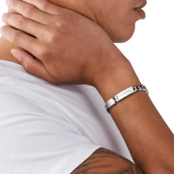 Diesel BijouxBracelet Diesel Stacked DX0966040 - Bracelet Gourmette Chromée Diesel Bijoux