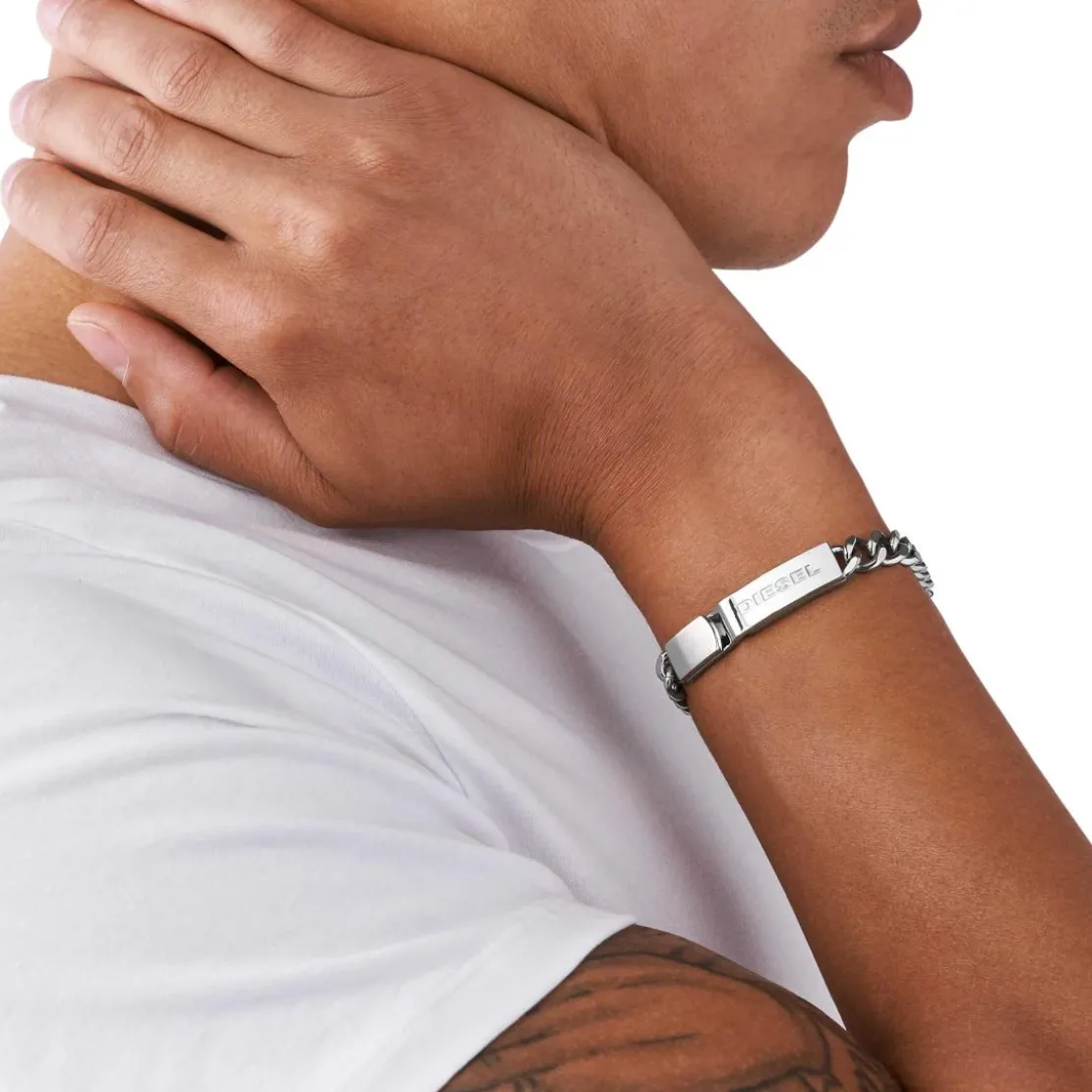 Diesel BijouxBracelet Diesel Stacked DX0966040 - Bracelet Gourmette Chromée Diesel Bijoux