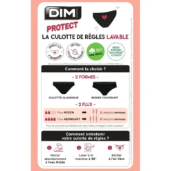 DimBio DIM Protect flux moyen Noir - Protect Dim en coton bio- CULOTTE MENSTRUELLE