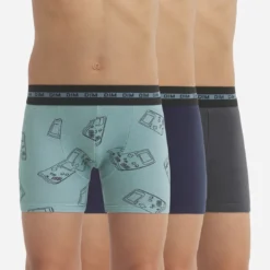DimBoxer x3 - multicolore en coton bleu nuit/gris foncé