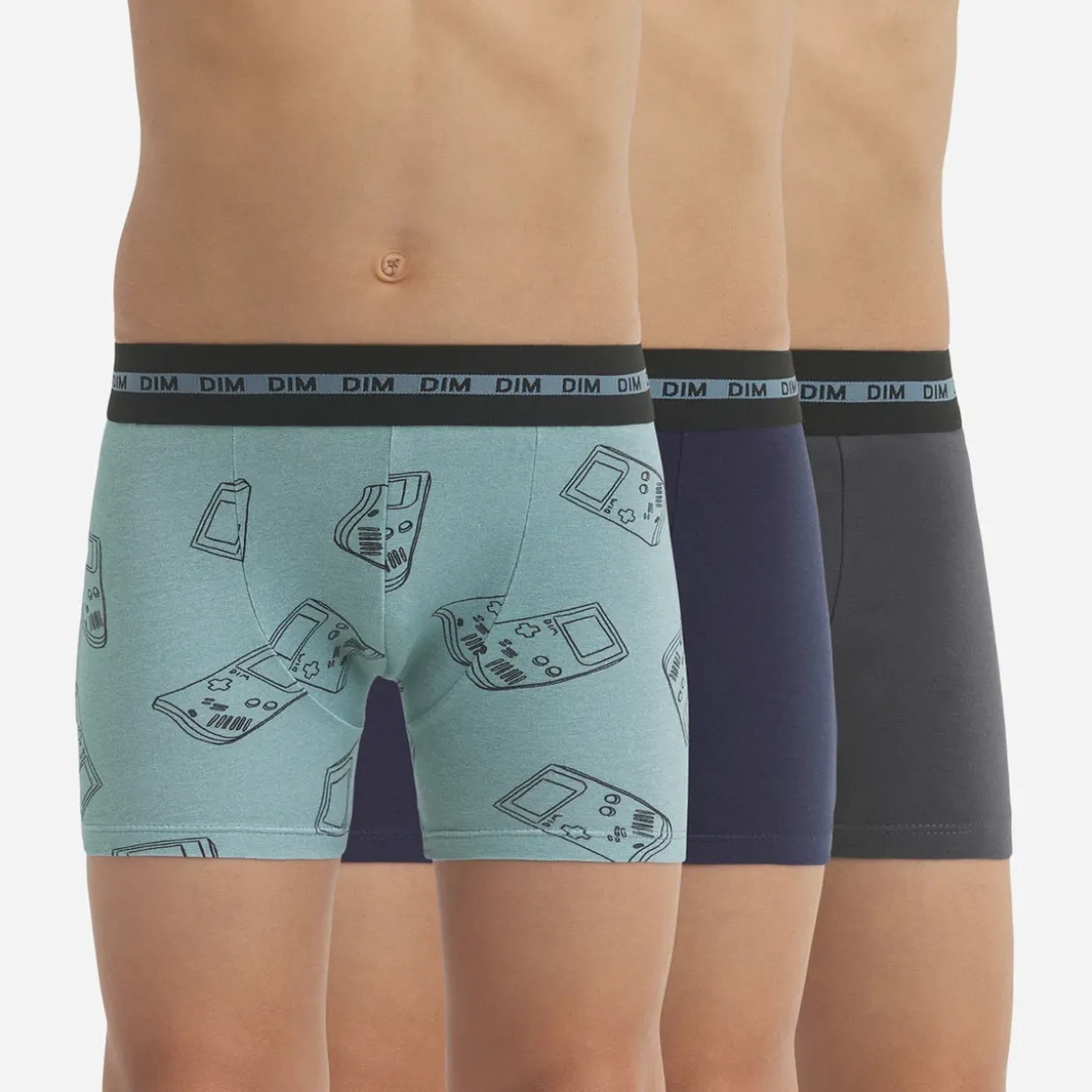 DimBoxer x3 - multicolore en coton bleu nuit/gris foncé