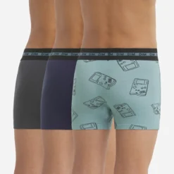 DimBoxer x3 - multicolore en coton bleu nuit/gris foncé