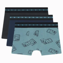 DimBoxer x3 - multicolore en coton bleu nuit/gris foncé