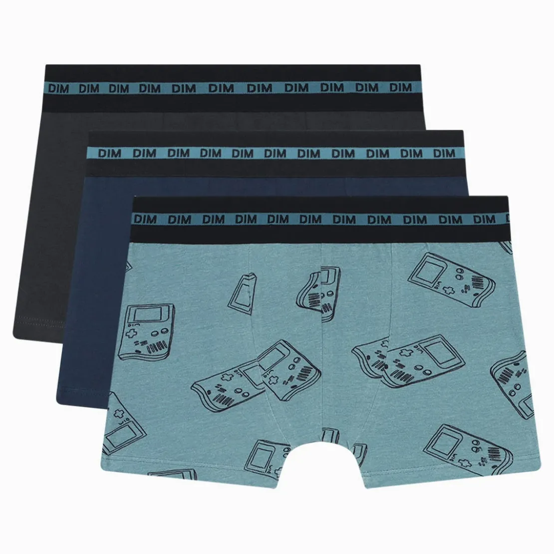 DimBoxer x3 - multicolore en coton bleu nuit/gris foncé