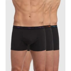 Dim HommePack de 3 boxers homme ceinture élastique violet/orange/bleu noir en coton