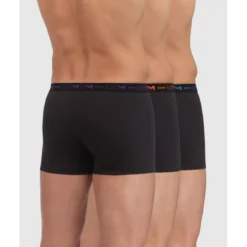 Dim HommePack de 3 boxers homme ceinture élastique violet/orange/bleu noir en coton