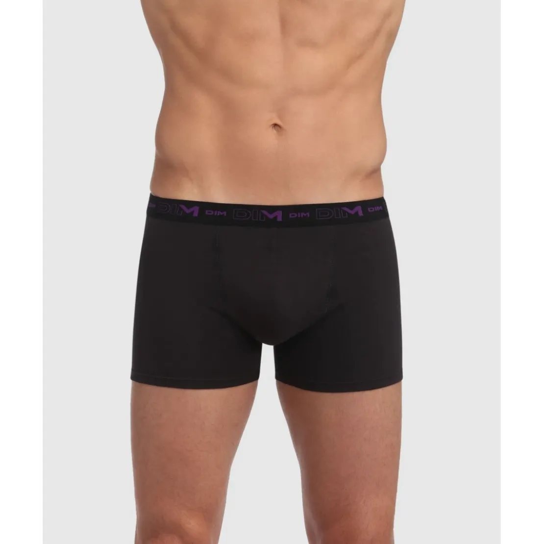 Dim HommePack de 3 boxers homme ceinture élastique violet/orange/bleu noir en coton