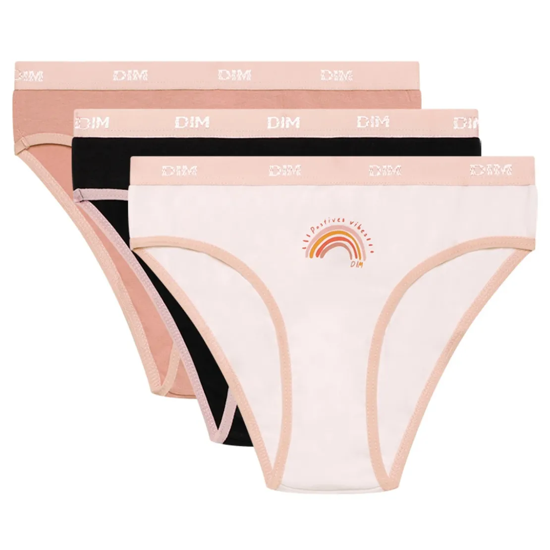 DimLot de 3 culottes - Noir / Blanc / Pêche Dim en coton