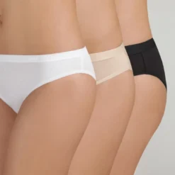 DimLot de 3 slips blanc, beige et noir - Les Pockets Dim en coton- Les pockets Ecodim