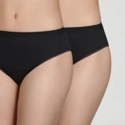 DimLot de 2 slips noirs en coton- Pur Coton