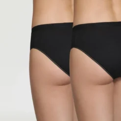 DimLot de 2 slips noirs en coton- Pur Coton