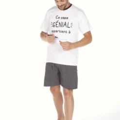Dodo HomewearPyjama en coton pour homme - blanc/marine