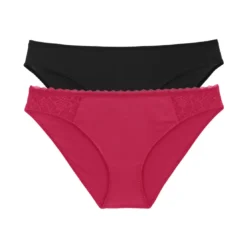 DorinaLot de 2 culottes rouge/noir- SONIA-2PP