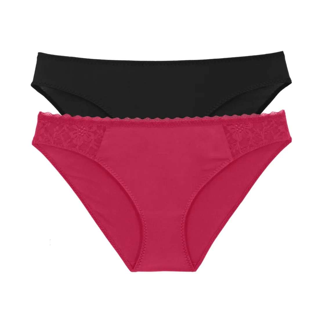 DorinaLot de 2 culottes rouge/noir- SONIA-2PP