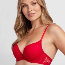 DorinaLot de 2 Soutien-Gorge Plongeant Push up rouge/noir- SONIA-2PP