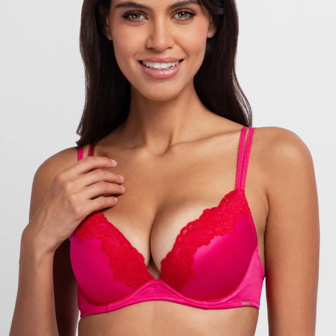 DorinaSoutien-Gorge Plongeant Push up Rose- ORIGINS-SHINY MICRO