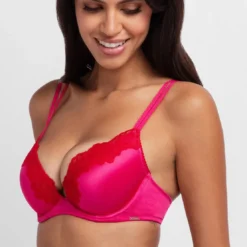 DorinaSoutien-Gorge Plongeant Push up Rose- ORIGINS-SHINY MICRO