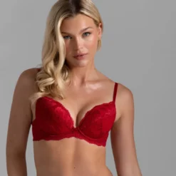 DorinaSoutien-gorge plongeant rembourré rouge- Perfect Lace