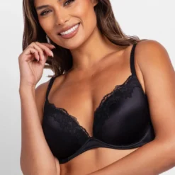 DorinaSoutien-Gorge Plongeant Push up Noir- ORIGINS-SHINY MICRO