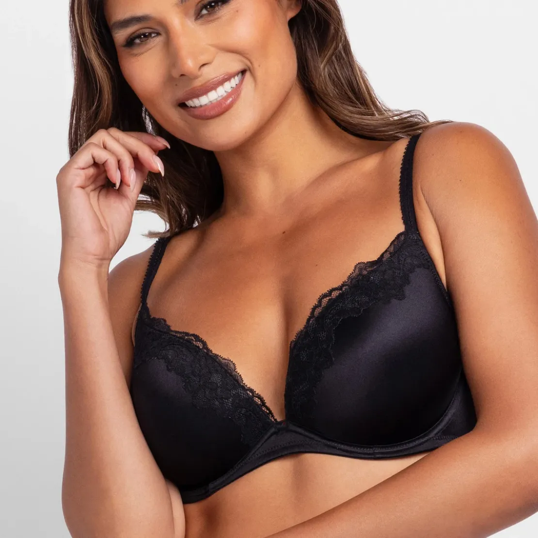 DorinaSoutien-Gorge Plongeant Push up Noir- ORIGINS-SHINY MICRO