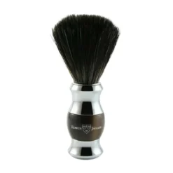 Edwin JaggerBlaireau de Rasage avec Manche Plaqué Chrome et Plastique Imitation Corne Claire - Fibres Synthétiques Noires