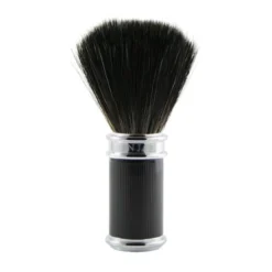 Edwin JaggerBlaireau de Rasage avec Manche Imitation Ébène - Finition en Coutchouc et Chromé - Fibres Synthétiques Noires