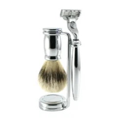 Edwin JaggerSet De Rasage 3 Pieces Chrome - Lames Mach 3®1 blaireau, 1 rasoir, 1 stand