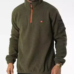 Ellesse VêtementsVeste demi-zippée CARUSO kaki