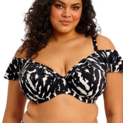 Elomi bainHaut de bikini col bardot noir et blanc- ECHO SHELL