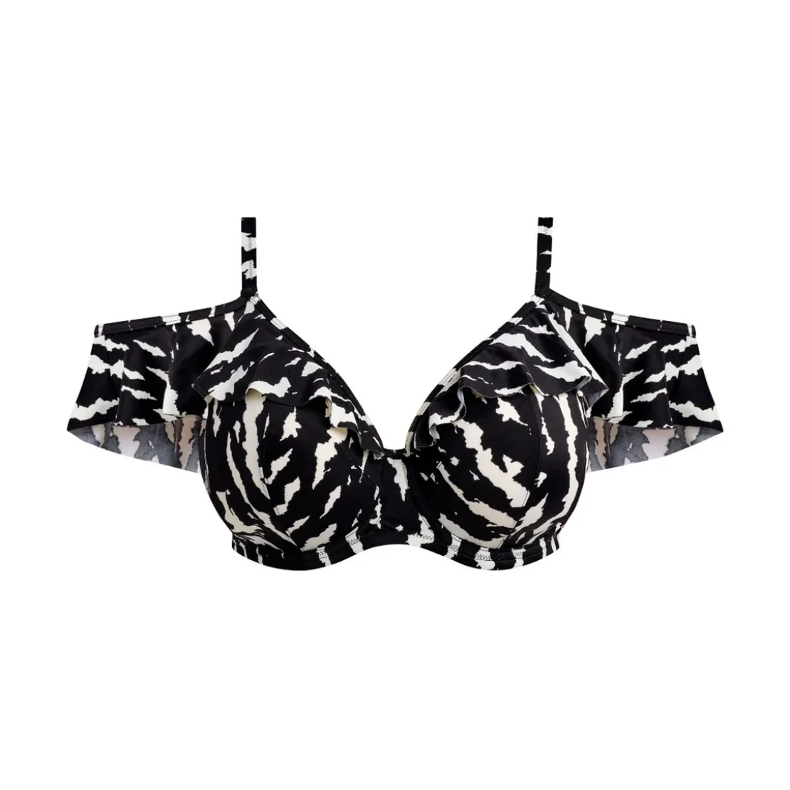 Elomi bainHaut de bikini col bardot noir et blanc- ECHO SHELL