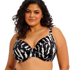 Elomi bainHaut de bikini plongeant noir et blanc- ECHO SHELL