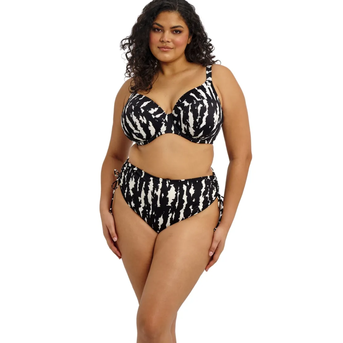 Elomi bainHaut de bikini plongeant noir et blanc- ECHO SHELL