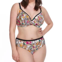 Elomi bainSlip de bain taille mi-haute Imprimé - Noir- Fly Free