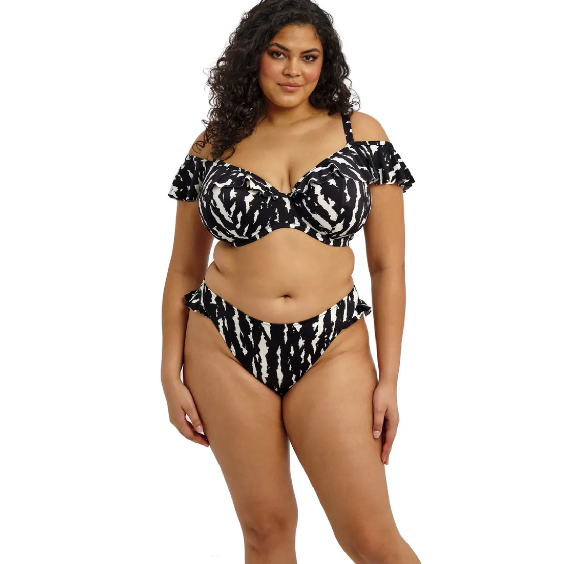 Elomi bainSlip de bikini taille haute - Noir et blanc- ECHO SHELL