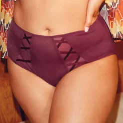 ElomiCulotte taille haute cabernet chocolat en coton- SACHI