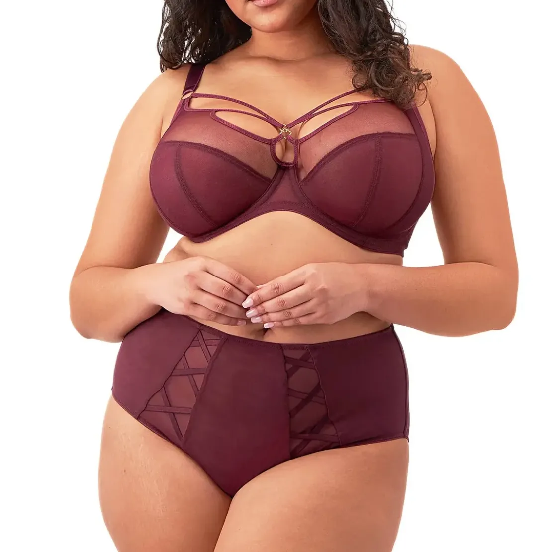 ElomiCulotte taille haute cabernet chocolat en coton- SACHI