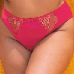 ElomiCulotte taille haute détails en dentelle rose- TEAGAN