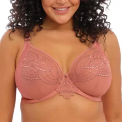 ElomiSoutien-gorge plongeant armatures en Tulle et Broderie à Motifs Tatoo - Rose - Elomi - Priya