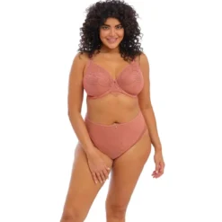 ElomiSoutien-gorge plongeant armatures en Tulle et Broderie à Motifs Tatoo - Rose - Elomi - Priya