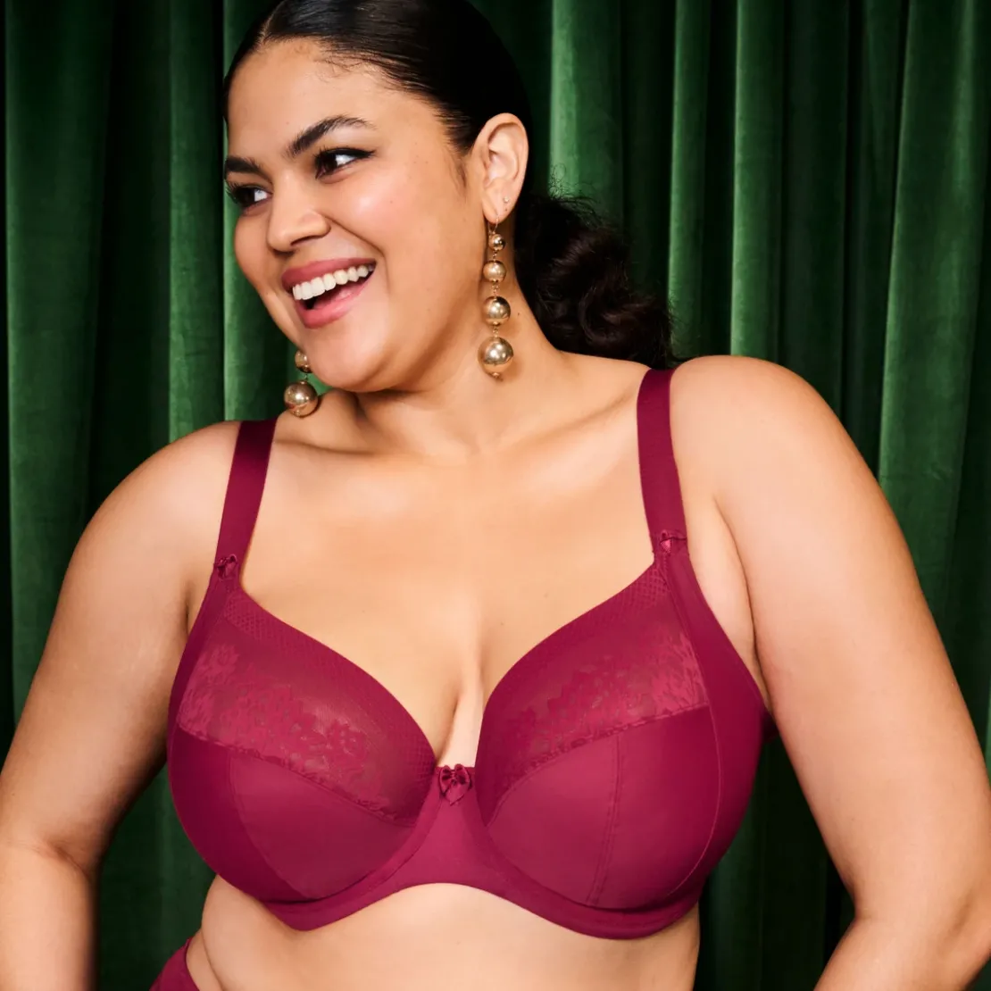 ElomiSoutien-Gorge Plongeant - STRETCH Rouge- NERINA