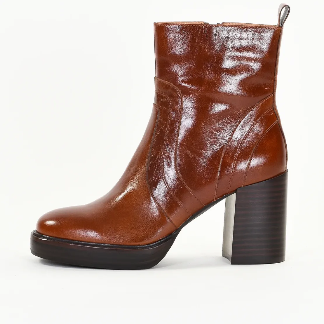 Emilie KarstonBottines Femme en Cuir DAHLIA Cognac