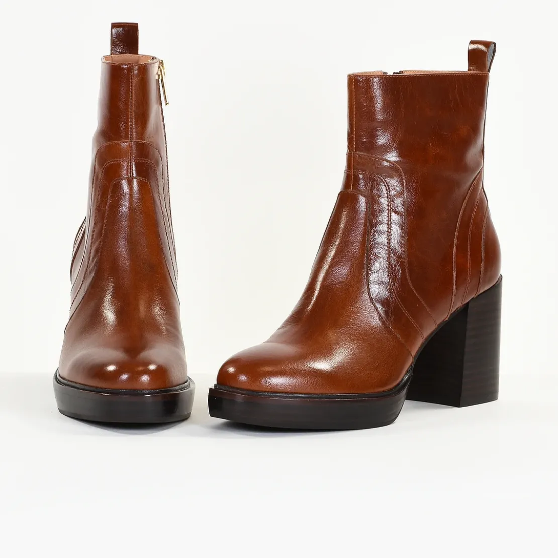 Emilie KarstonBottines Femme en Cuir DAHLIA Cognac