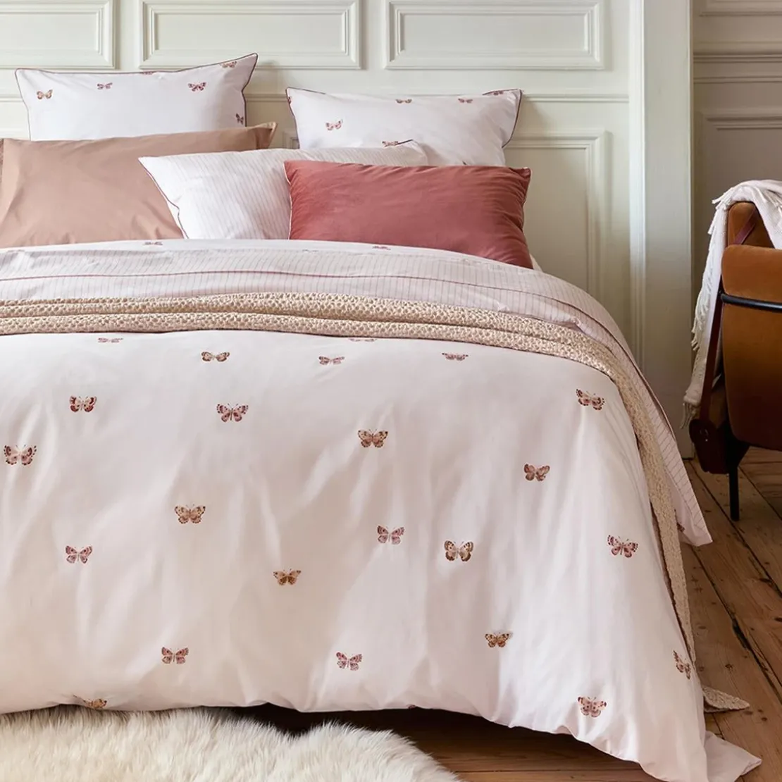EssixHousse de couette en percale de coton DELICATESSE - rose clair