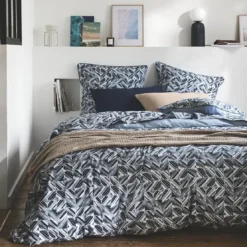 EssixHousse de couette imprimée en percale de coton Reflets