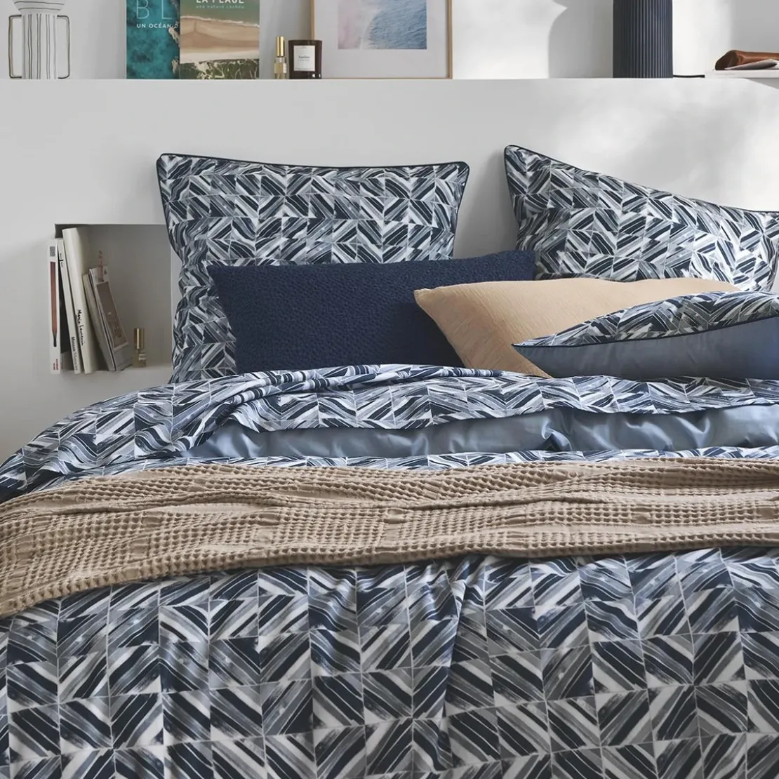 EssixHousse de couette imprimée en percale de coton Reflets