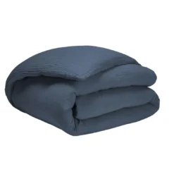 EssixHousse De Couette Unie En Gaze De Coton, TENDRESSE Bleu De Chine-Essix