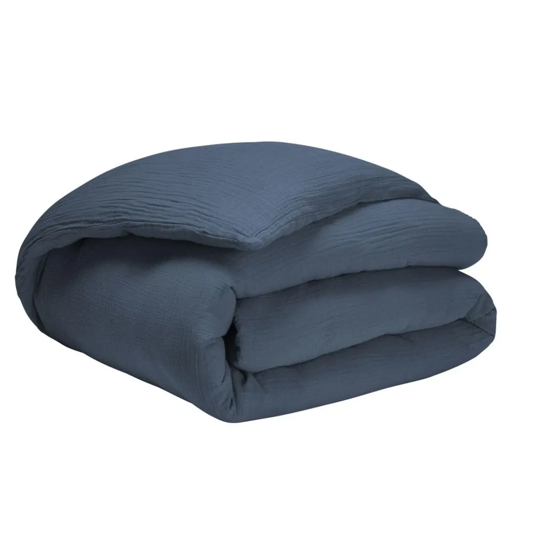 EssixHousse De Couette Unie En Gaze De Coton, TENDRESSE Bleu De Chine-Essix