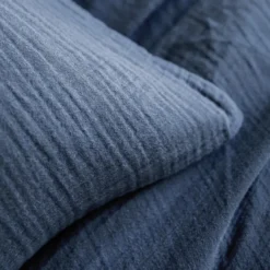 EssixHousse De Couette Unie En Gaze De Coton, TENDRESSE Bleu De Chine-Essix