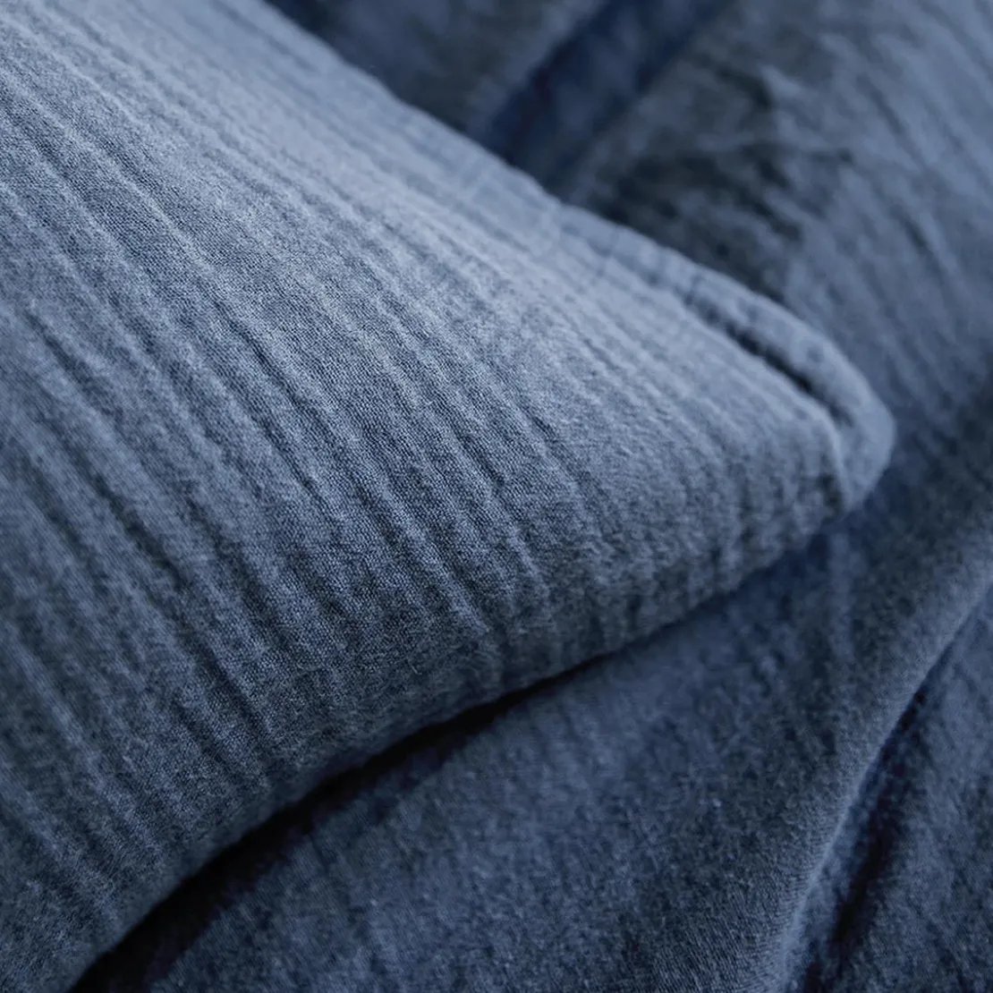 EssixHousse De Couette Unie En Gaze De Coton, TENDRESSE Bleu De Chine-Essix