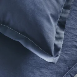 EssixHousse de couette unie en coton, Made in France, TOUT DOUX , bleu Nocturne